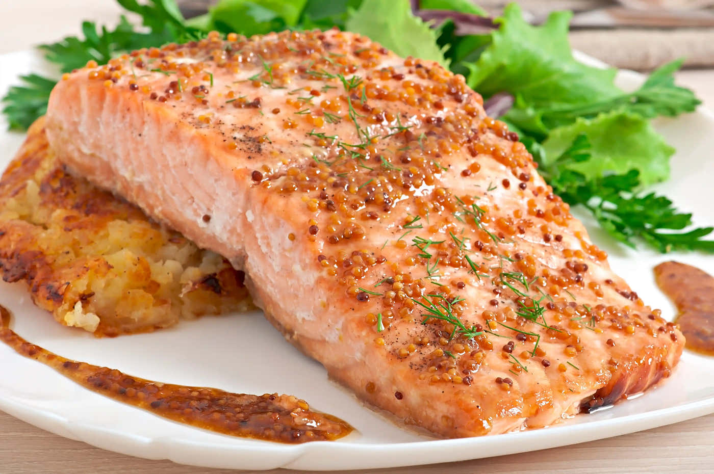 Salmon con miel y mostaza