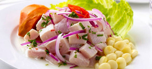 Ceviche de robalo en cubos
