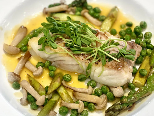 Halibut en sarten con beurre blanc